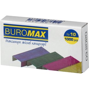 Скобы Buromax №10, цветные, 1000 штук BM.4421 фото