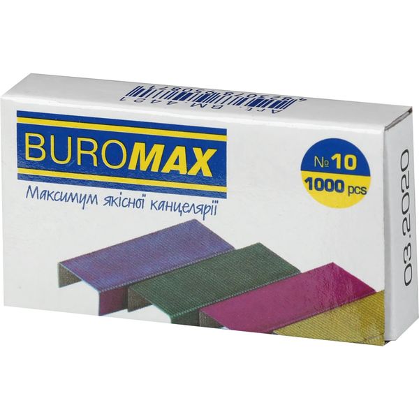 Скоби Buromax №10, кольорові, 1000 штук BM.4421 фото