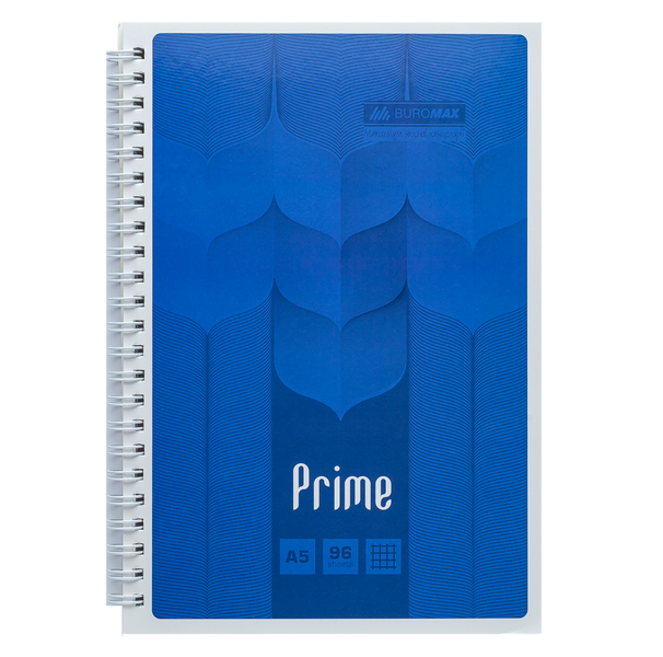 Зошит на пружині PRIME А5, 96 арк., клітка, в картонній обкладинці, синій BM.24551101-02 фото