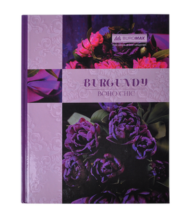 Книга канцелярська BOHO CHIC, А4, 96 арк., клітинка, офсет, тверда ламінована обкладинка, фіолетова BM.2400-207 фото