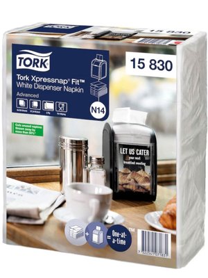 Серветки для диспенсерів Tork Xpressnap Fit Advanced, білі, 2 шари, 720 шт/упаковка 15830 фото