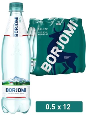 Вода Borjomi лікувально-столова, сильногазована 0.5 л, 12 шт/упаковка 01353 фото