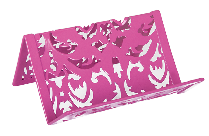 Підставка для візиток “Barocco” 100x97x47мм, металева, рожевий BM.6226-10 фото